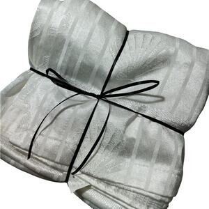 LAMONT! WHITE ON WHITE SCALLOP SHELL THEMED SILKY FINISH SHOWER CURTAIN!